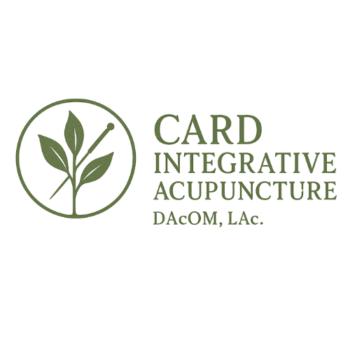 Green logo for Card Integrative Acupuncture with leaf and medical symbol