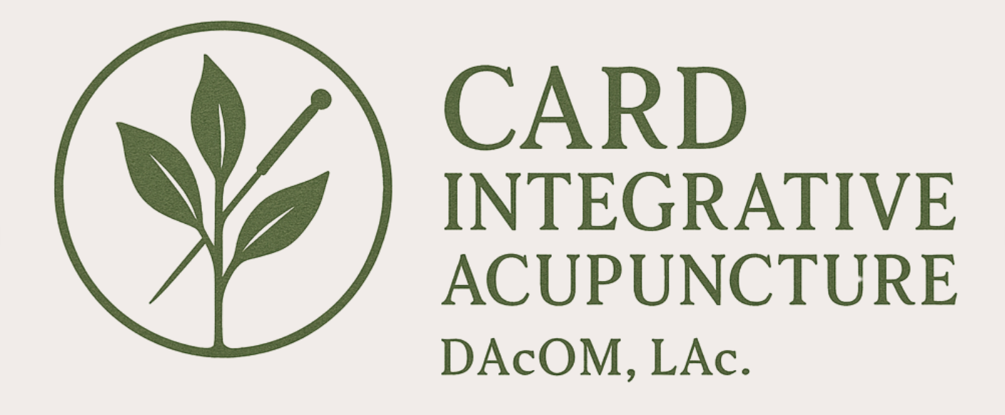 Card Integrative Acupuncture logo with green leaf and needle design